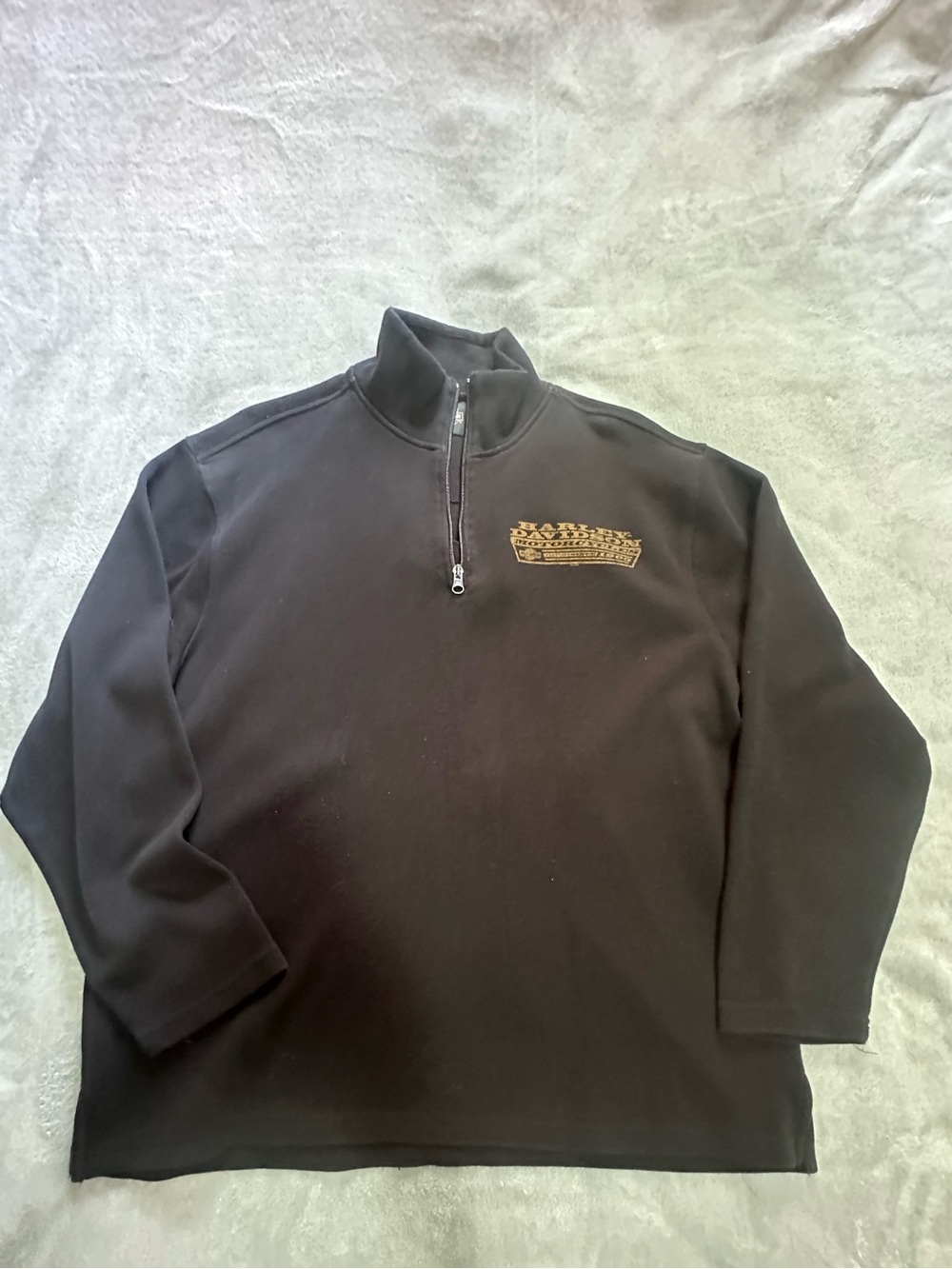 Harley-Davidson XL Black Quarter-Zip Sweater with Gold Logo